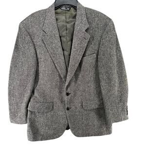 Lands End Sport Coat Jacket Mens 41R Gray Lambswool Tweed Lined Classic Business